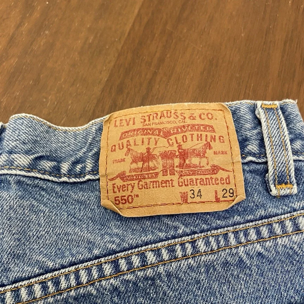 VTG 1999 Levi's 550 Jeans Men's 34x29 Blue Relaxed Fit Straight Leg Denim Y2K